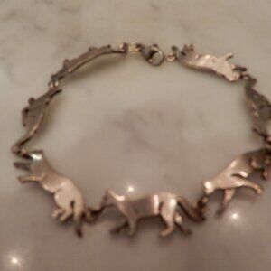 Kabana Vintage Silver Cat Bracelet
